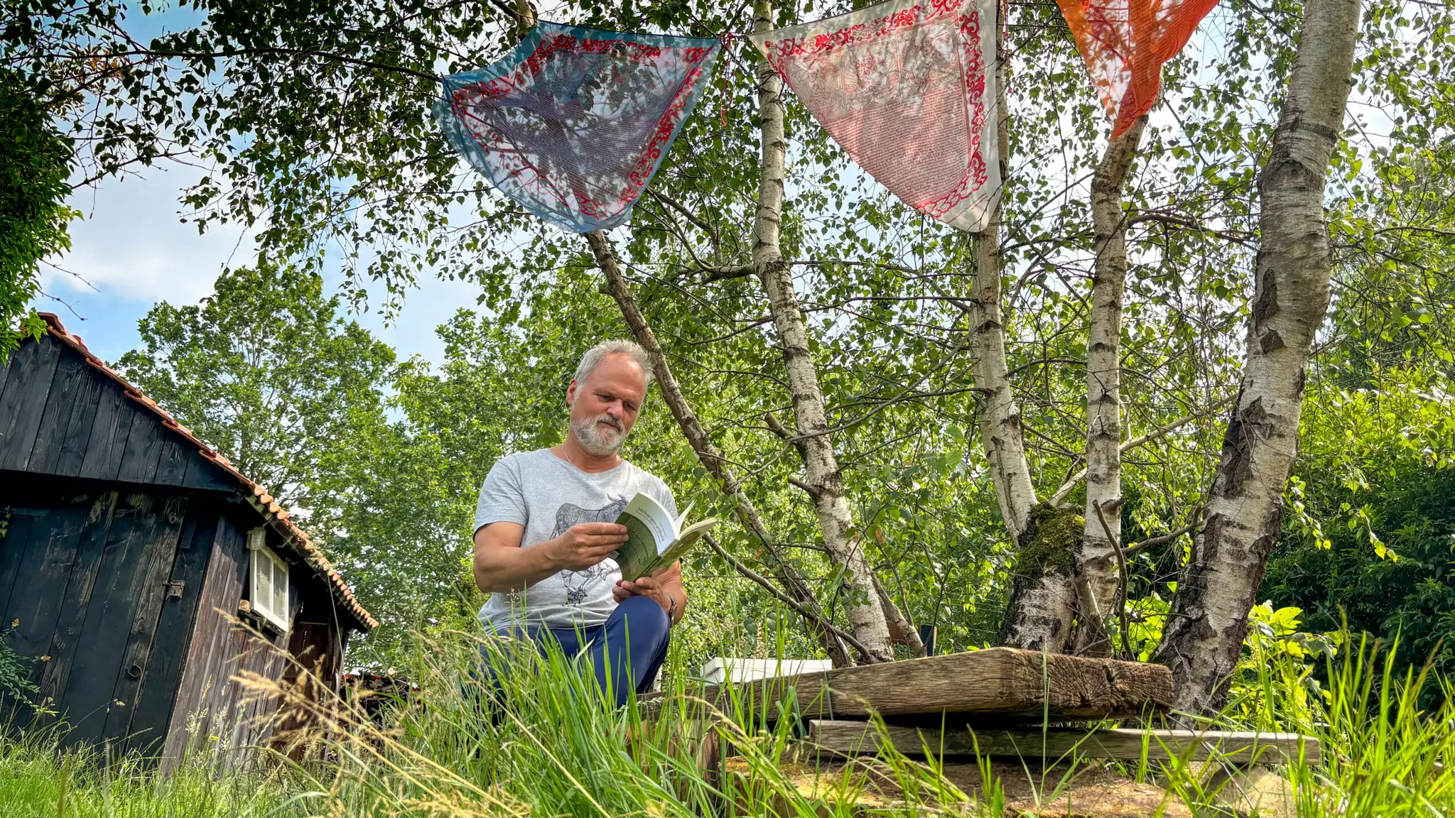 Reading a book in the Garden
